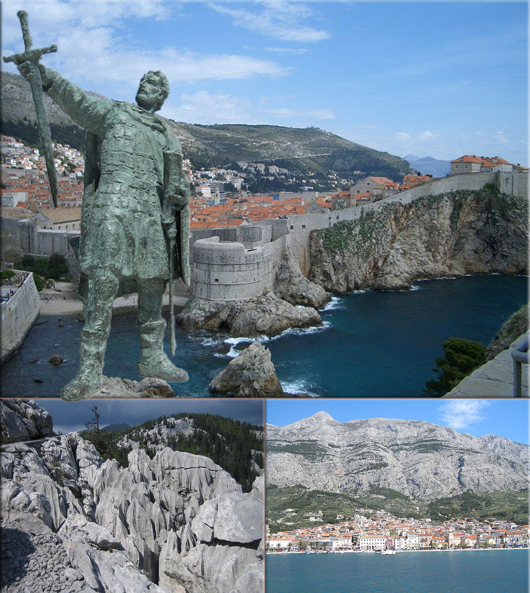 Branimir of Croatia: - ● The walls of Dubrovnik ● Karst in National Park Sjeverni Velebit ● Makarska, Split-Dalmatia County