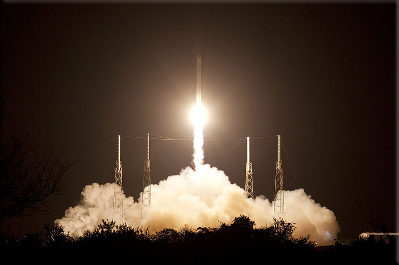 The launch of SpX-1, the first operational CRS Dragon mission, on October 8, 2012.