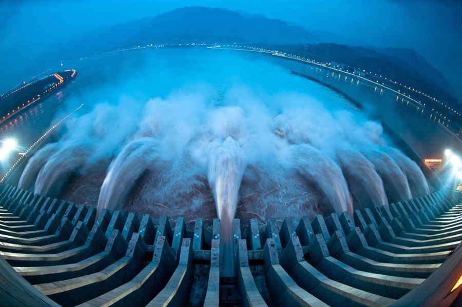 Water released from the Three Gorges Dam, a gigantic hydropower project on the Yangtze river, in Yichang, central China's Hubei province, on July 24, 2012 after heavy downpours in the upper reaches of the dam caused the highest flood peak of the year. credit Getty Images