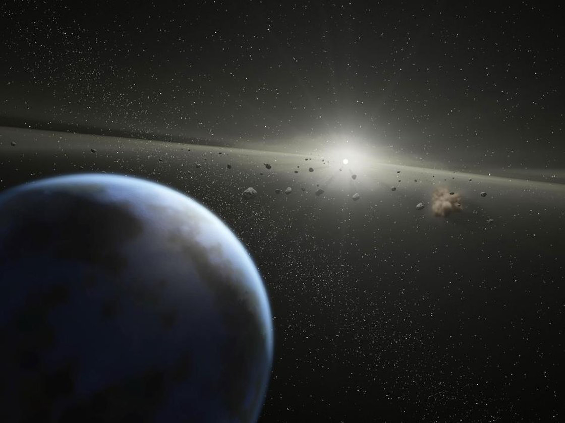 Illustration showing asteroids orbiting the sun. Apollo asteroids like 2014 DX110 have orbits that take them from inside the asteroid belt at farthest to approximately Earth’s distance from the sun when closest. Credit: NASA/ JPL-Caltech
