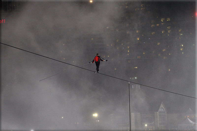 Nik Wallenda becomes the first person to successfully tightrope walk over Niagara Falls on June 15th, 2012.