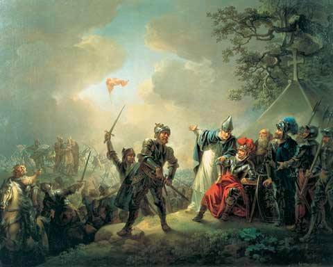 Northern Crusades: Danish victory at the Battle of Lyndanisse (modern-day Tallinn) establishes the Danish Duchy of Estonia. According to legend, this battle also marks the first use of the Dannebrog, the world's first national flag still in use, as the national flag of Denmark