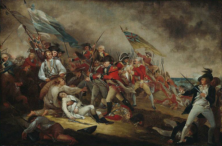 American Revolutionary War - Battle of Bunker Hill. Colonists inflict heavy casualties on British forces while losing