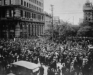 The Royal Canadian Mounted Policefire a volley into a crowd of unemployed war veterans, killing two, during the Winnipeg General Strike