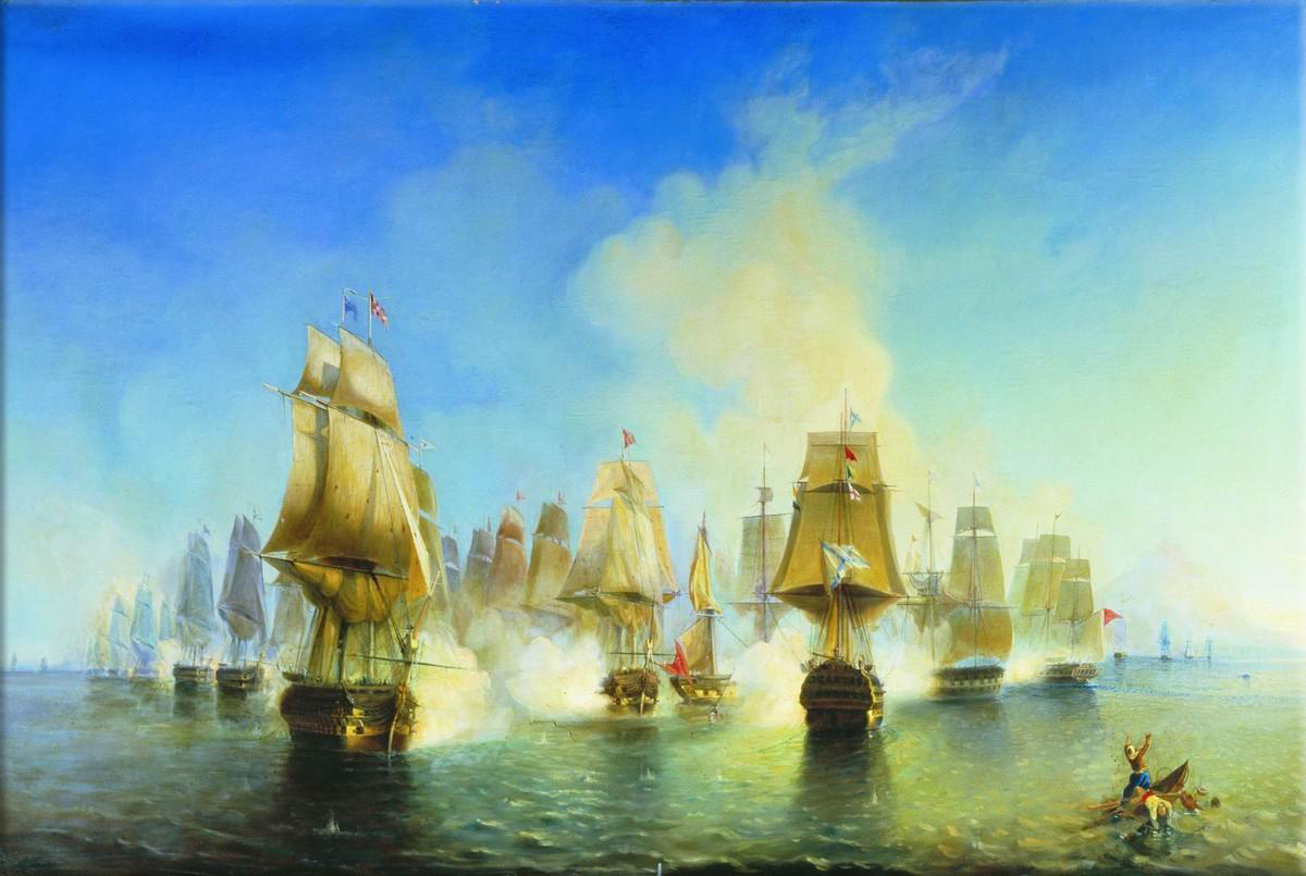 Russo-Turkish War: Admiral Dmitry Senyavin destroys the Ottoman fleet in the Battle of Athos