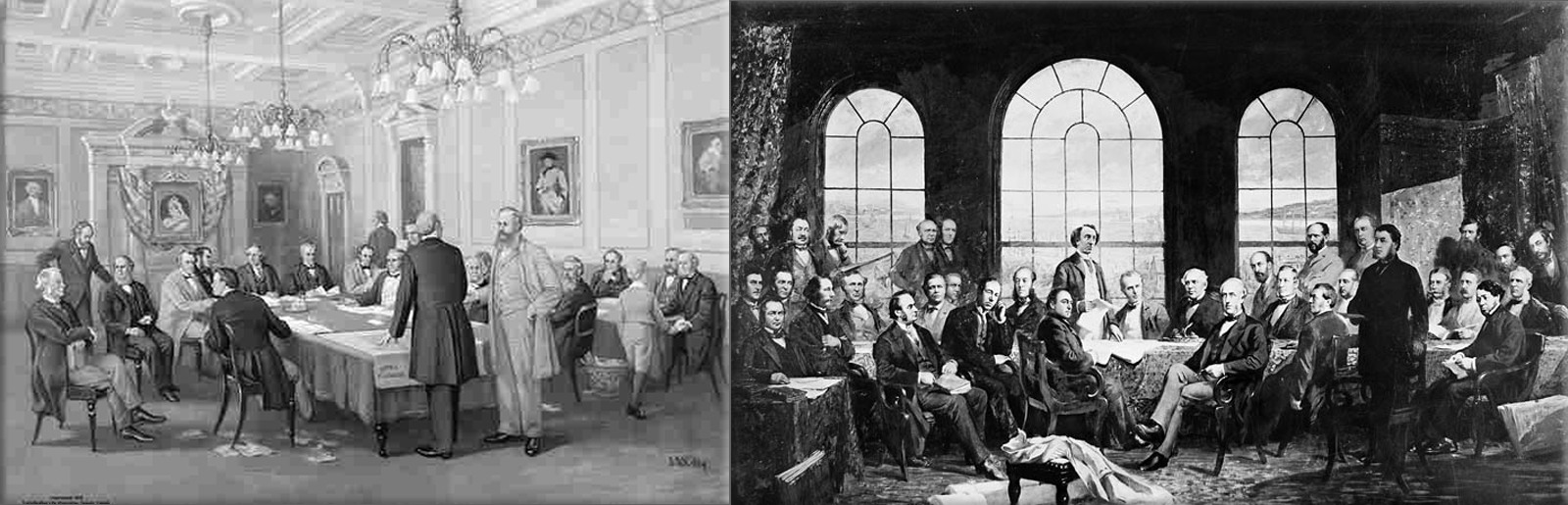 The British North America Act of 1867 takes effect as the Constitution of Canada, creating the Canadian Confederation and the federal dominion of Canada
