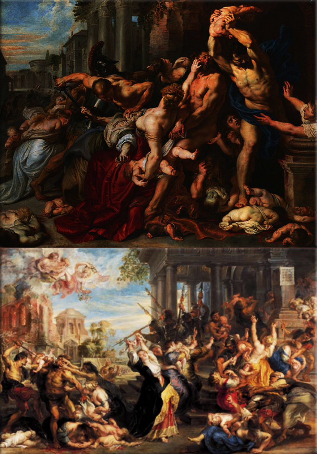 Peter Paul Rubens. Massacre of the Innocents, circa 1611–12 (Art Gallery of Ontario) ● Peter Paul Rubens. Massacre of the Innocents (Alte Pinakothek)