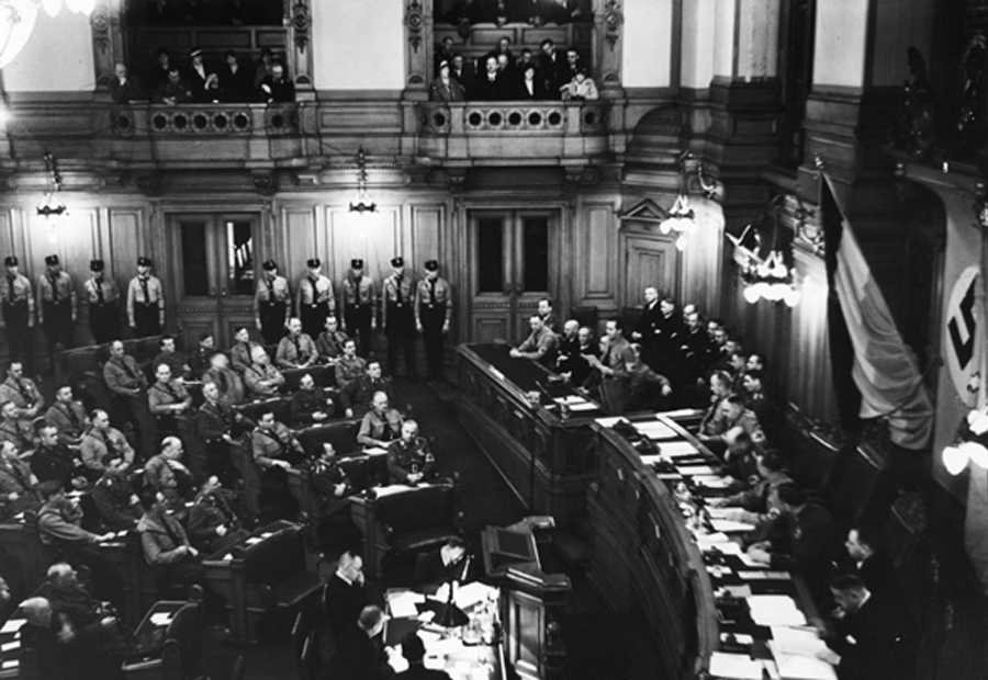 Gleichschaltung: in Germany, all political parties are outlawed except the Nazi Party