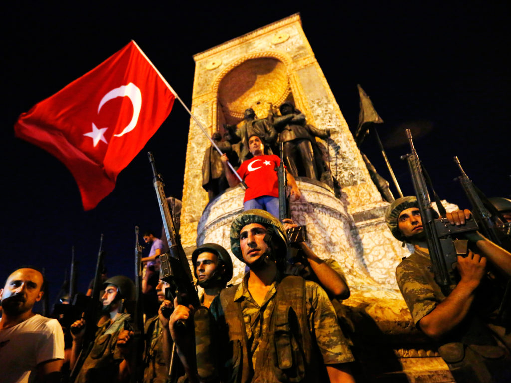 Turkish coup d'état attempt: Factions of the Turkish Armed Forces attempt a coup.