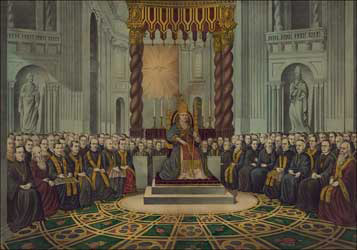 The First Vatican Council decrees the dogma of papal infallibility