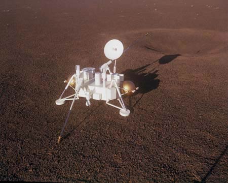 The American Viking 1 lander successfully lands on Mars