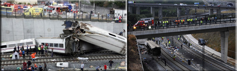 Santiago de Compostela derailment: A high-speed train derails in Spain rounding a curve with an 80 km/h (50 mph) speed limit at 190 km/h (120 mph), killing 78 passengers.