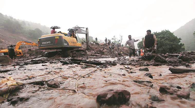 One hundred and fifty people are trapped after a landslide in Maharashtra, India; 20 are killed.