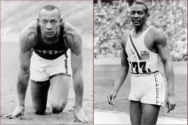 Jesse Owens wins the 100 meter dash at the Berlin Olympics