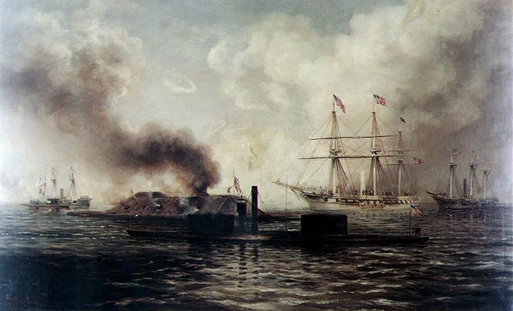 American Civil War, Battle of Mobile Bay: at Mobile Bay near Mobile, Alabama, Admiral David Farragut leads a Union flotilla through Confederate defenses and seals one of the last major Southern ports