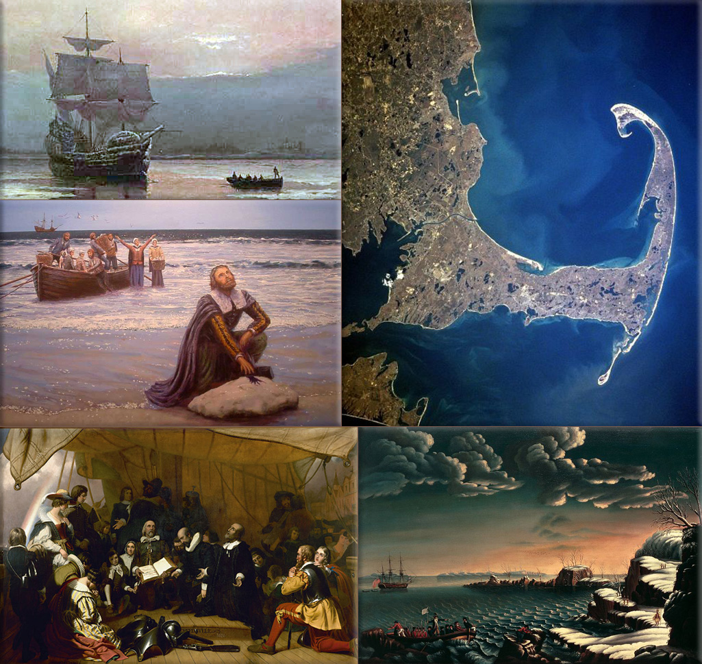 Mayflower Collage: departs from Southampton, England on its travel to North America