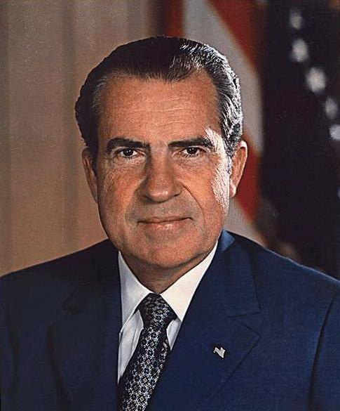 President Richard Nixon, in a nationwide television address, announces his resignation from the office of the President of the United States effective noon the next day