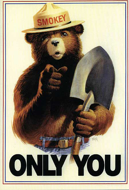 Smokey Bear (often called Smokey the Bear or simply Smokey) is a mascot of the United States Forest Service created to educate the public about the dangers of forest fires (An advertising campaign featuring Smokey was created in 1944 with the slogan, 'Smokey Says – Care Will Prevent 9 out of 10 Forest Fires')