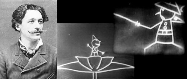 Fantasmagorie, the first animated cartoon, created by Émile Cohl, is shown in Paris