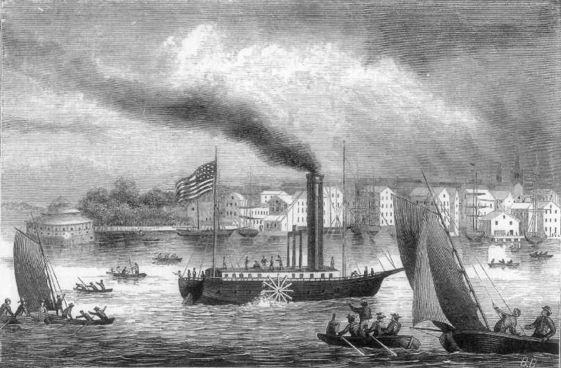 Robert Fulton's North River Steamboat leaves New York City for Albany, New York on the Hudson River, inaugurating the first commercial steamboat service in the world
