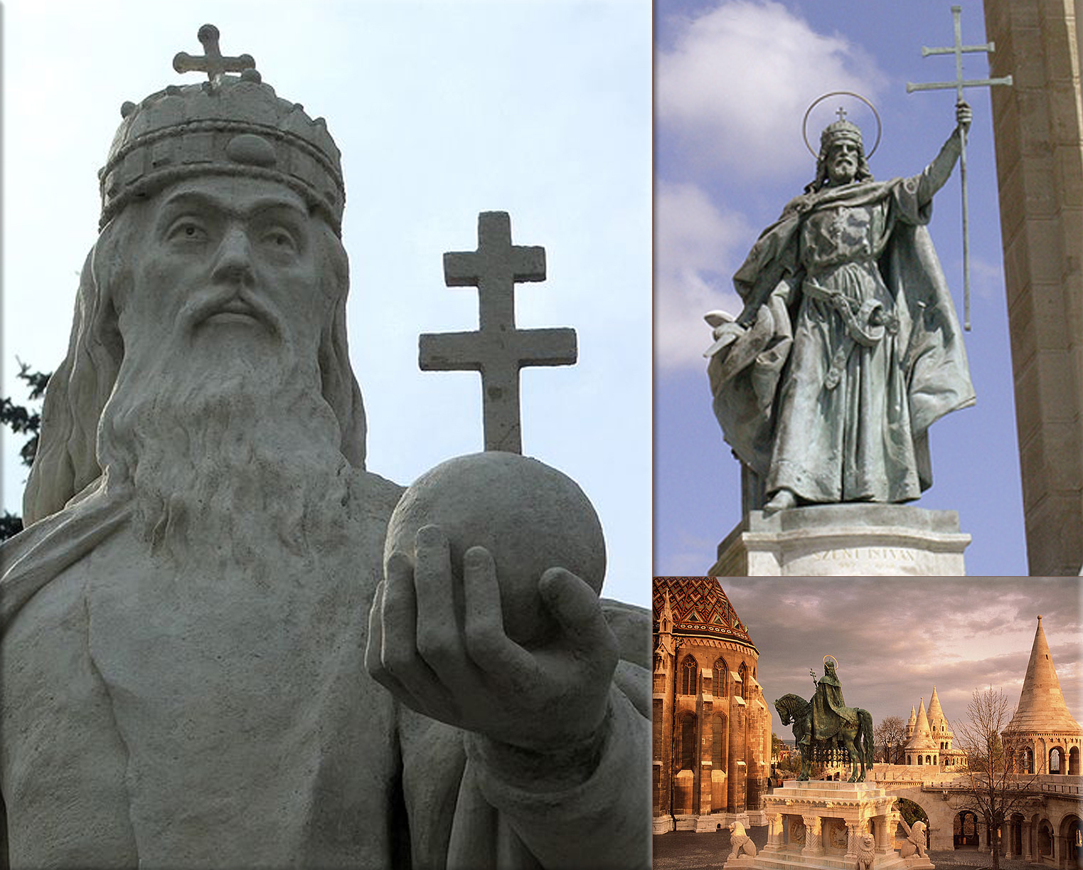 Saint Stephen< (He greatly expanded Hungarian control over the Carpathian Basin during his lifetime, broadly established Christianity in the region, and is generally regarded as the founder of the Kingdom of Hungary); Statue of Saint Stephen, Fisherman's Bastion, Budapest, Hungary. David Noton/Getty Images