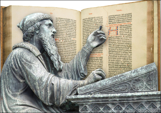 The printing of the Gutenberg Bible is completed