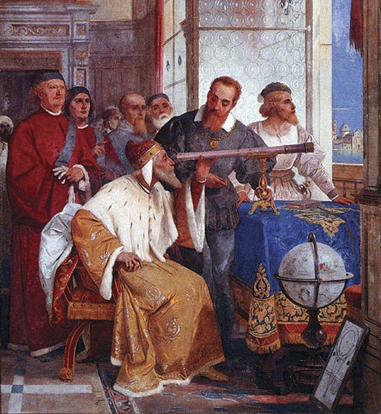 Galileo Galilei demonstrates his first telescope to Venetian lawmakers