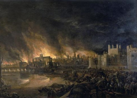 Great Fire of London: In London, England, the most destructive damage from the Great Fire occurs
