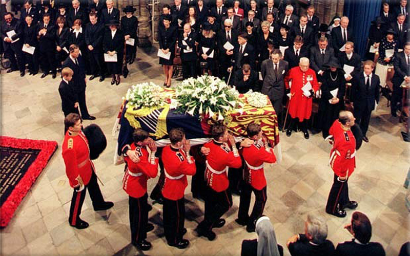 Funeral of Diana, Princess of Wales takes place in London. Over a million people lined the streets and 2.5 billion watched around the world on television
