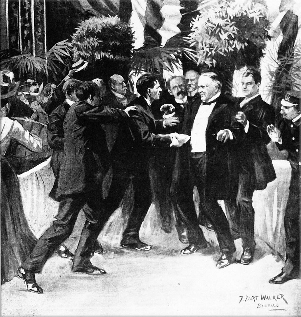 Anarchist Leon Czolgosz shoots and fatally wounds US President William McKinley at the Pan-American Exposition in Buffalo, New York
