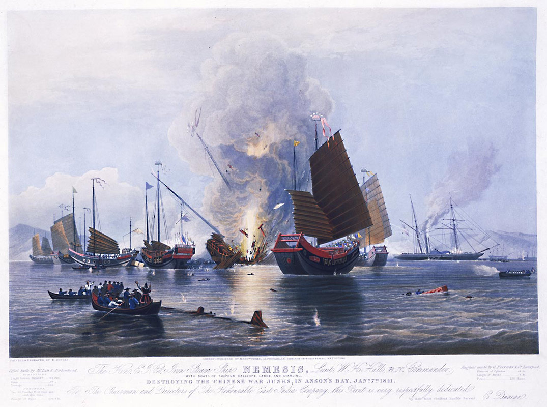 First Opium War: the United Kingdom captures Hong Kong as a base as it prepares for war with Qing China