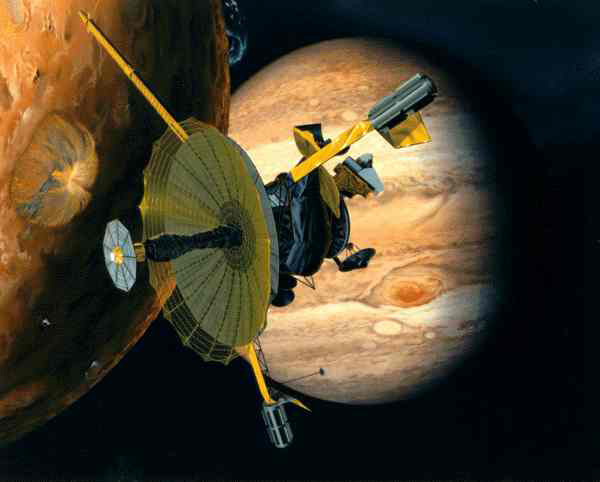 NASA's Galileo spacecraft arrives at Jupiter, a little more than six years after it was launched by Space Shuttle Atlantis during Mission STS-34