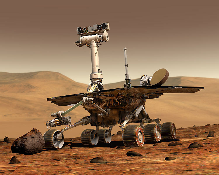 Spirit, a NASA Mars rover, lands successfully on Mars at 04:35 UTC