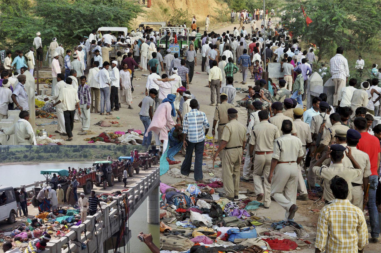 Madhya Pradesh stampede: A stampede breaks out on a bridge near the Ratangarh Mata Temple in Datia district, Madhya Pradesh, India during the Hindu festival Navratri, killing 115 people and injuring more than 110.
