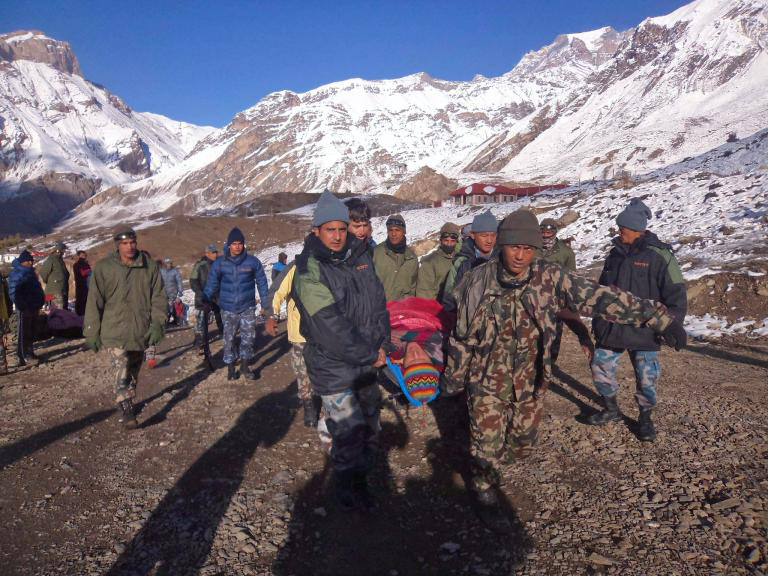 Nepal snowstorm disaster: A snowstorm and avalanche in the Nepalese Himalayas triggered by the remnants of Cyclone Hudhud kills 43 people.