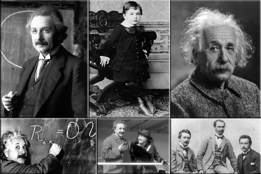Albert Einstein Collage: (March 14, 1879 – April 18, 1955) was a German-born theoretical physicist who developed the general theory of relativity, effecting a revolution in physics