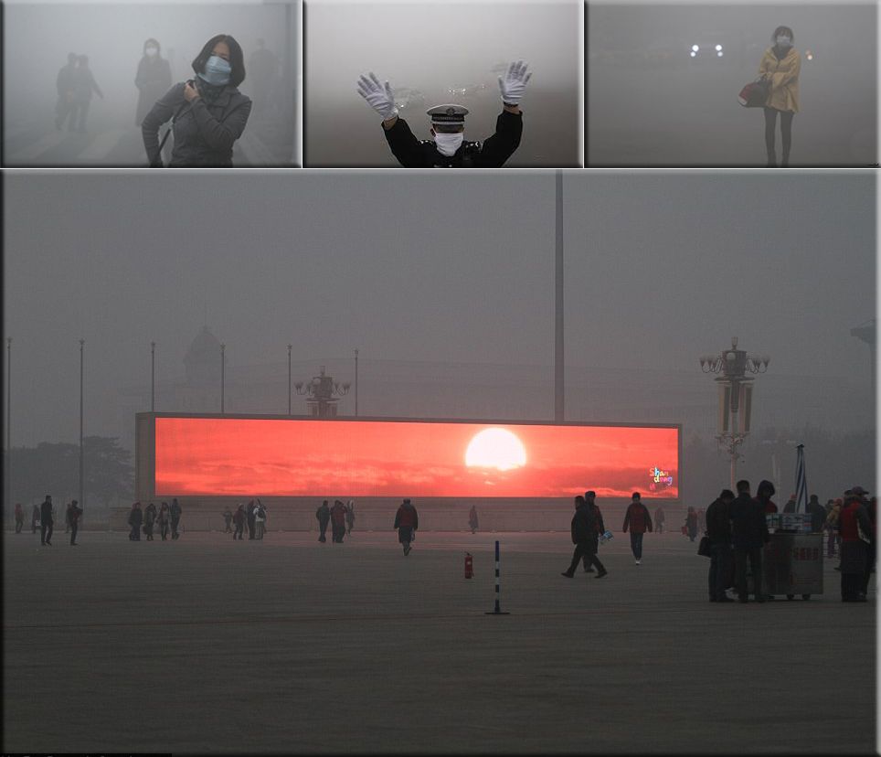 Record smog closes schools, roadways, and the airport in Harbin, China. - China starts televising the sunrise