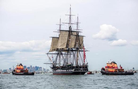 American Revolutionary War: In Boston Harbor, the 44-gun United States Navy frigate USS Constitution is launched