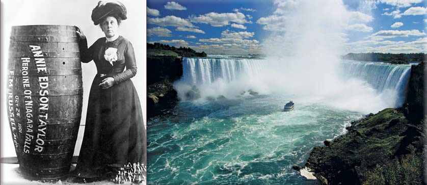 Annie Edson Taylor becomes the first person to go over Niagara Falls in a barrel