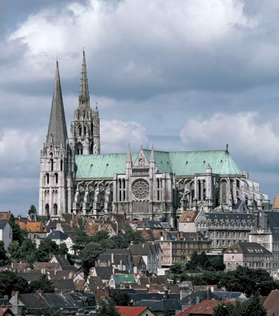 The spectacular Cathedral of Chartres is dedicated in the presence of King Louis IX of France; the cathedral is now a UNESCO World Heritage Site