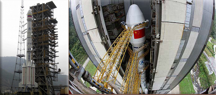 Chang'e 1, the first satellite in the Chinese Lunar Exploration Program, is launched from Xichang Satellite Launch Center