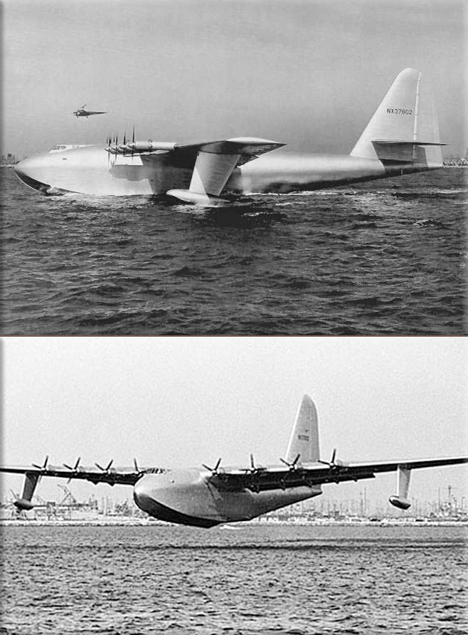 In California, designer Howard Hughes performs the maiden (and only) flight of the Spruce Goose or H-4 The Hercules; the largest fixed-wing aircraft ever built