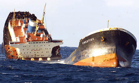 The oil tanker Prestige sinks off the Galician coast and causes a huge oil spill