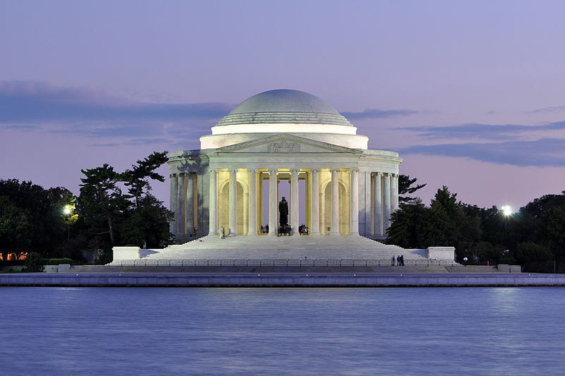 Washington, D.C.: US President Franklin D. Roosevelt lays the cornerstone of the Jefferson Memorial