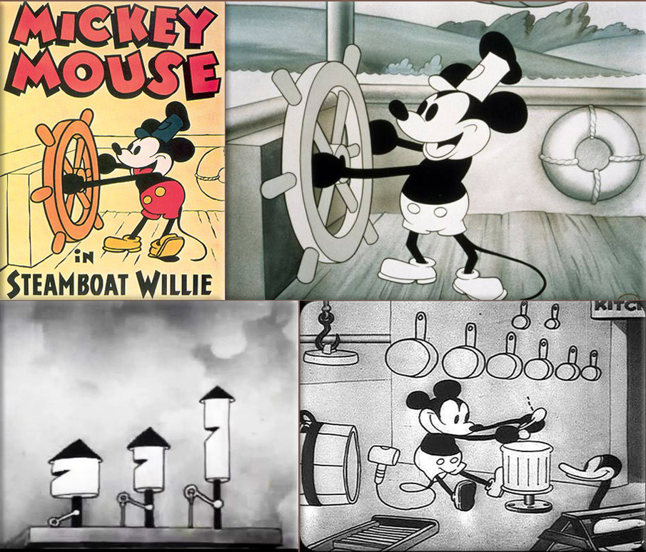 Release of the animated short Steamboat Willie, the first fully synchronized sound cartoon, directed by Walt Disney and Ub Iwerks, featuring the third appearances of cartoon characters Mickey Mouse and Minnie Mouse - this is also considered by the Disney corporation to be Mickey's birthday