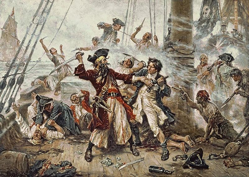 Off the coast of North Carolina, British pirate Edward Teach (best known as 'Blackbeard') is killed in battle with a boarding party led by Royal Navy Lieutenant Robert Maynard