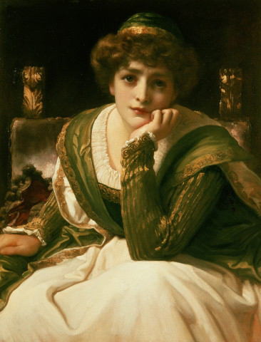 William Shakespeare's tragedy Othello: A woman (either Margaret Hughes or Anne Marshall) appears on an English public stage for the first time, in the role of Desdemona, credit Frederic Leighton, 1st Baron Leighton, 1st Baron Leighton (1830–1896)