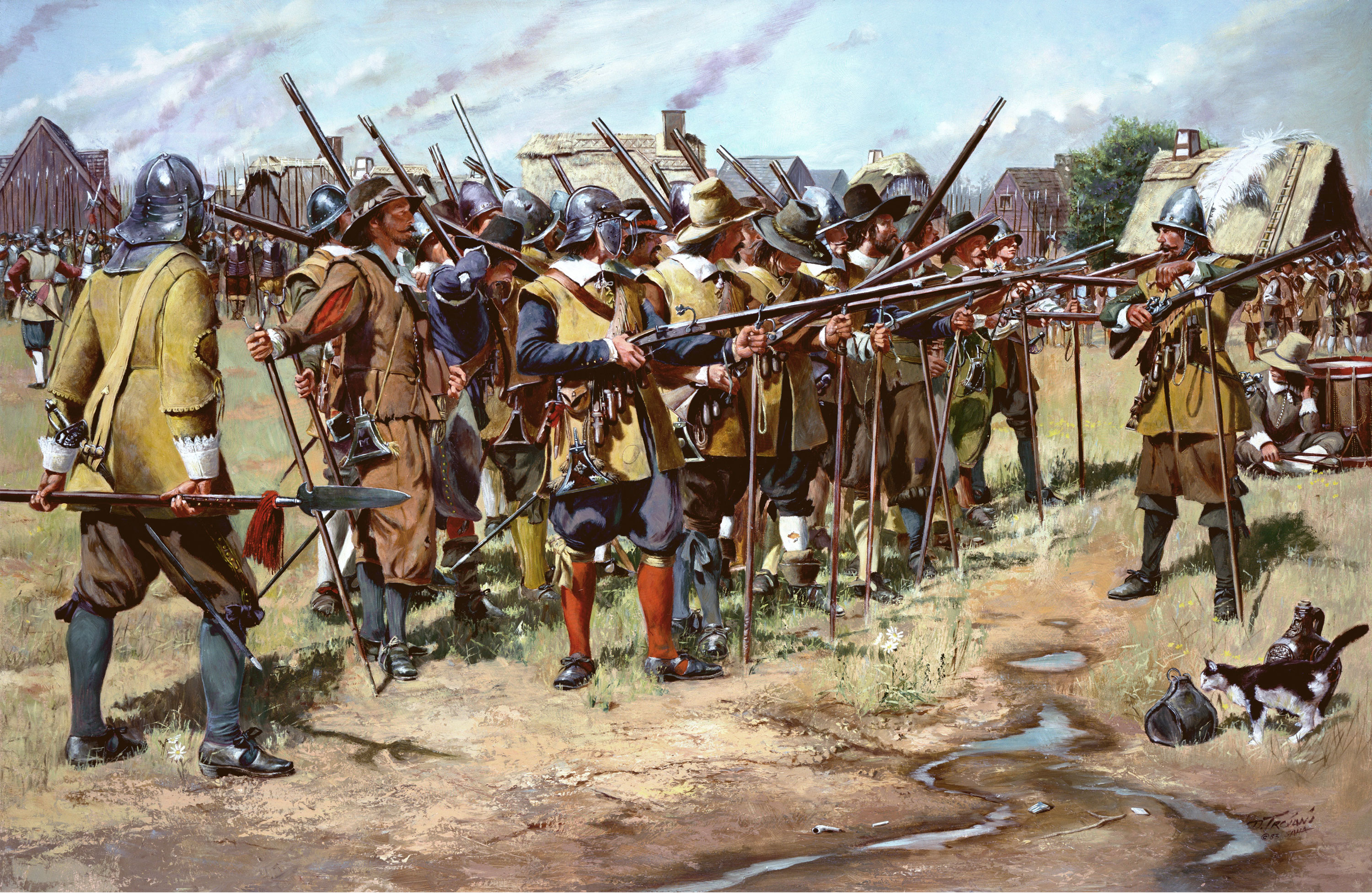 Massachusetts Bay Colony militia. This event took place on December 13, 1636 and the Massachusetts General Court ordered the organization of the Colony's militia companies into three regiments: The North, South and East Regiments, by National Guard Bureau Heritage Series