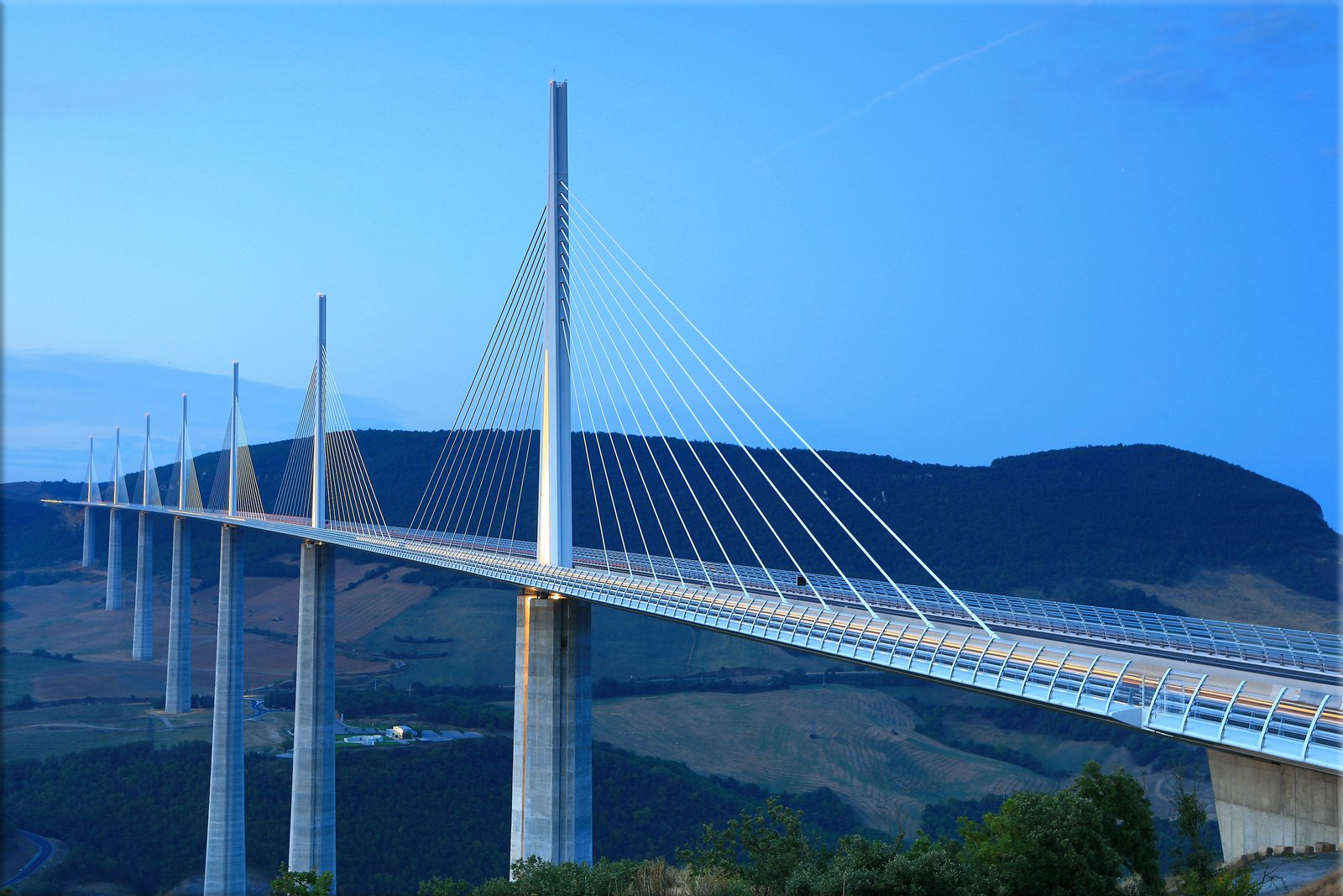 The Millau Viaduct, the tallest bridge in the world, near Millau, France officially opens on December 14th, 2004