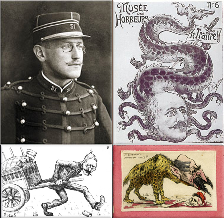 Dreyfus affair: Excerpt 'Why the Dreyfus Affair Matters', New York Times; The Dreyfus Affair produced an enormous amount of postcards. This card uses the well-known anti-Semitic image of the treacherous Jew (Dreyfus) in the form of a snake (From the postcard series 'Museum of Horror' #6: 'The Traitor'); Dreyfus as a Wandering Jew; Colonel Estherhazy, The true traitor, UTexas.edu